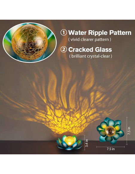 Luz Solar Exterior AIINY 2Pack Loto Azul LED Impermeable