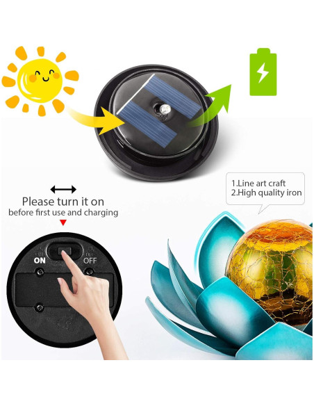 Luz Solar Exterior AIINY 2Pack Loto Azul LED Impermeable