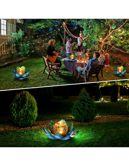 Luz Solar Exterior AIINY 2Pack Loto Azul LED Impermeable