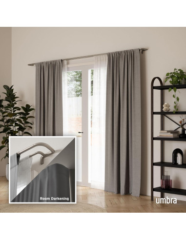 Barra de Cortina Doble Umbra Twilight 223.5-365.8 cm Níquel