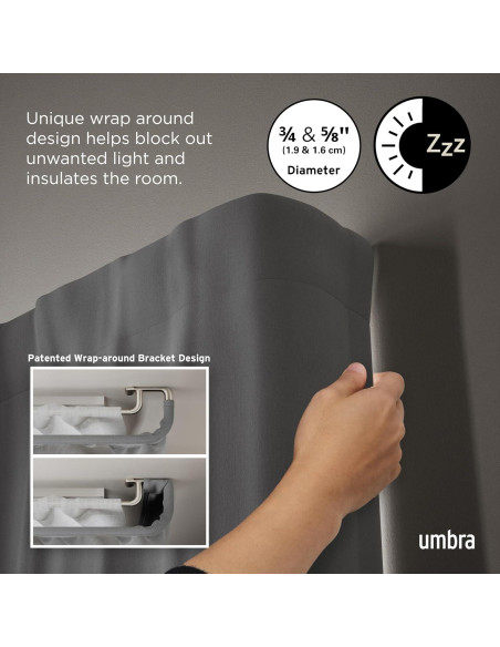 Barra de Cortina Doble Umbra Twilight 223.5-365.8 cm Níquel