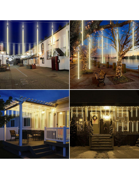 Luces de Lluvia de Meteoros PEMOTech 11.7m 540 LED Blanco Cálido