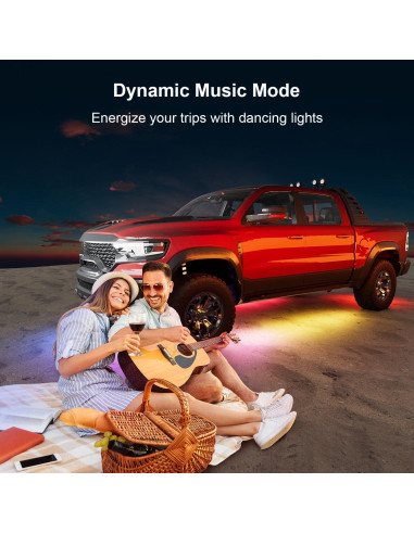 Luces LED Underglow Glowlendra YLCUL001 RGBIC 4 Pcs