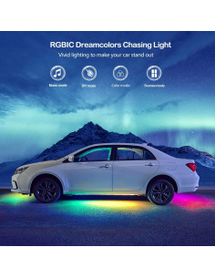 Luces Underglow LED Yielinth 4 Pcs RGBIC 252 LEDs 12V 2