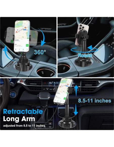 Cargador Inalámbrico para Auto DEGUM 15W con Soporte Ajustable