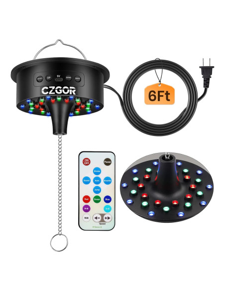 Motor de bola de disco Czgor con luz LED RGB y control remoto