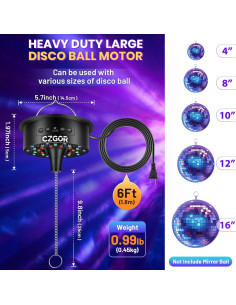 Motor de bola de disco Czgor con luz LED RGB y control remoto 2