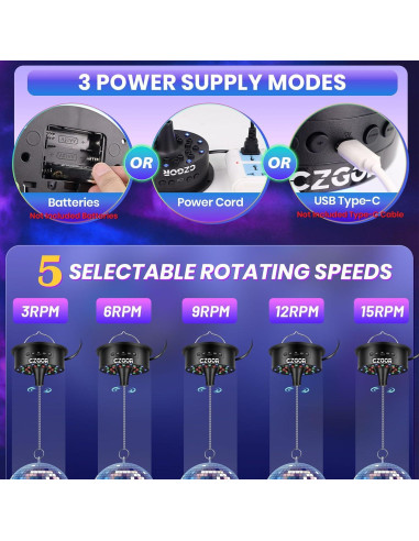 Motor de bola de disco Czgor con luz LED RGB y control remoto