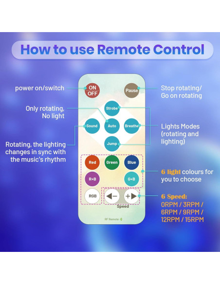 Motor de bola de disco Czgor con luz LED RGB y control remoto