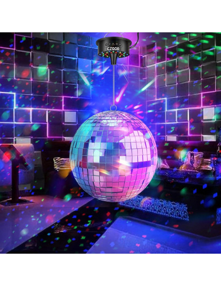 Motor de bola de disco Czgor con luz LED RGB y control remoto