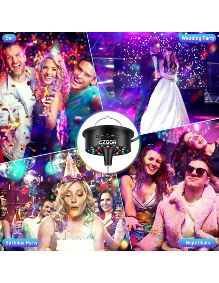 Motor de bola de disco Czgor con luz LED RGB y control remoto