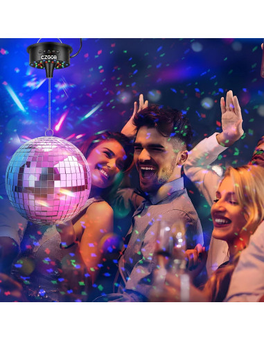 Motor de bola de disco Czgor con luz LED RGB y control remoto