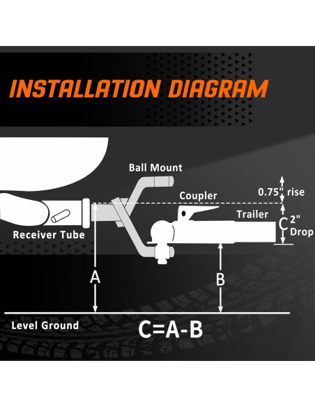 Soporte de bola de remolque METOWARE 2" (5.08 cm) 6000 lbs