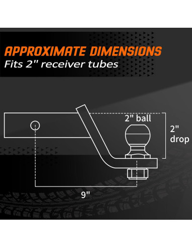 Soporte de bola de remolque METOWARE 2" (5.08 cm) 6000 lbs