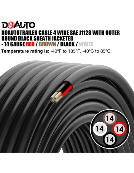 Cable de Conexión para Luz de Remolque DOAUTO 30.48m 4 Vías 14AWG