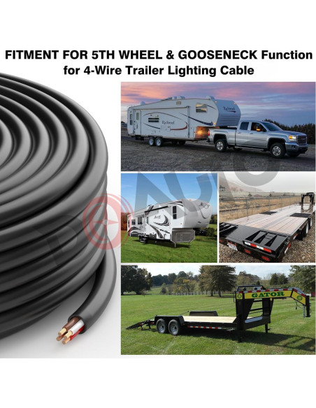 Cable de Conexión para Luz de Remolque DOAUTO 30.48m 4 Vías 14AWG