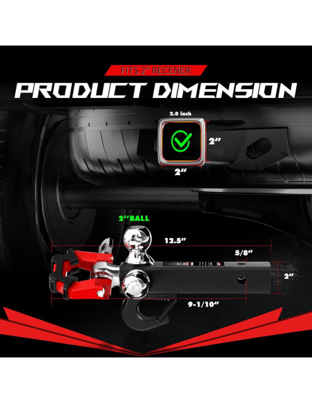 Soporte de Enganche Tri Ball XPE 2" con Grillete 10,000 LBS