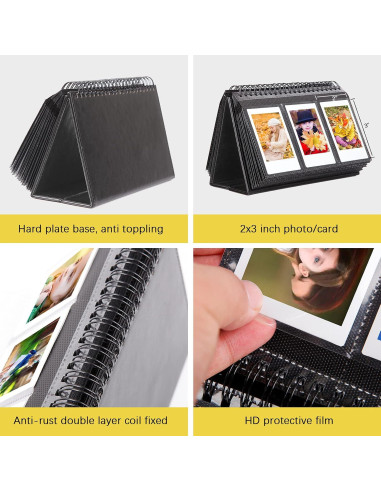 Álbum de Fotos de Escritorio Ruibytree 96 Bolsillos Negro