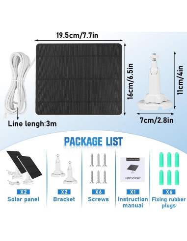 Cargador Solar XIIW para Cámaras Arlo Pro 3/4/5S - 5W IP65