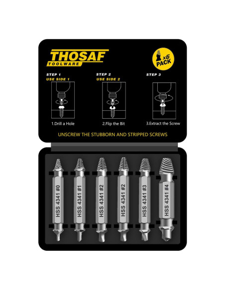 Juego de Extractores de Tornillos Dañados THOSAF - 6 Piezas