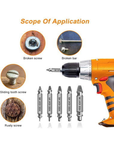 Juego de Extractores de Tornillos Dañados THOSAF - 6 Piezas