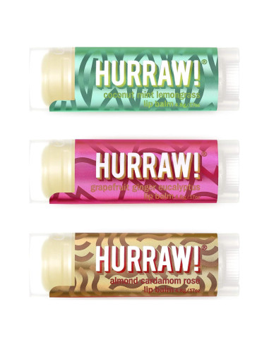Bálsamos Labiales Orgánicos Hurraw! - Paquete de 3 Sabores