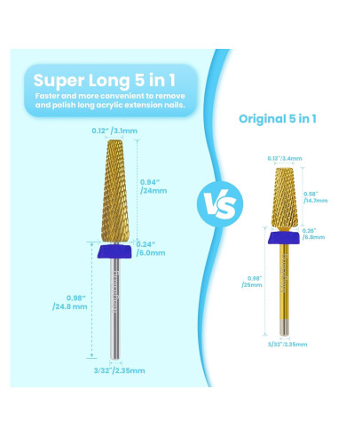 Broca de Taladro de Uñas Cónica MagiBling 24MDT 5 en 1