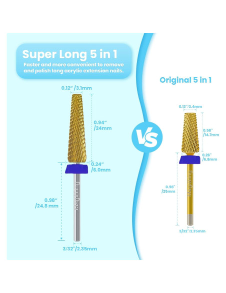 Broca de Taladro de Uñas Cónica MagiBling 24MDT 5 en 1