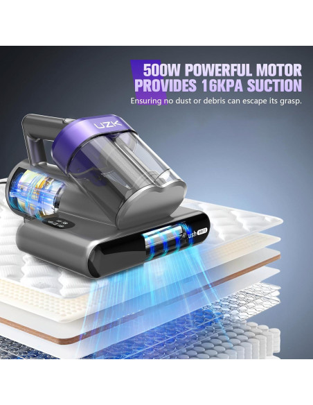 Aspiradora de Cama UZK MV11-02 500W con Luz UV y Calentamiento