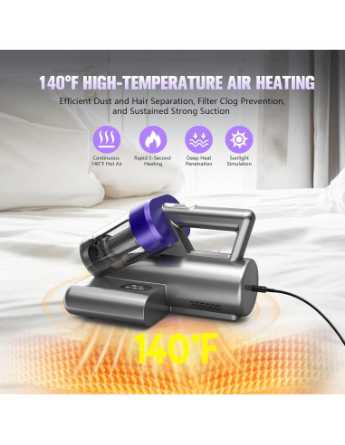 Aspiradora de Cama UZK MV11-02 500W con Luz UV y Calentamiento