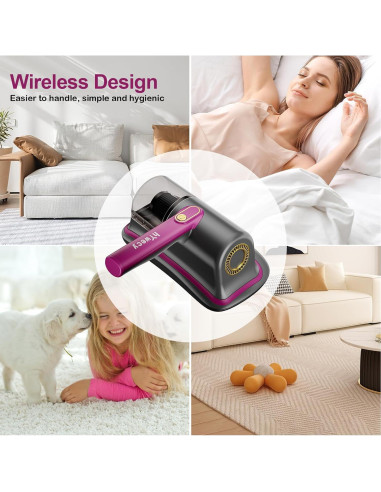 Aspiradora de Cama Inalámbrica hYwecy HC-11 con Luz UV