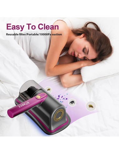 Aspiradora de Cama Inalámbrica hYwecy HC-11 con Luz UV