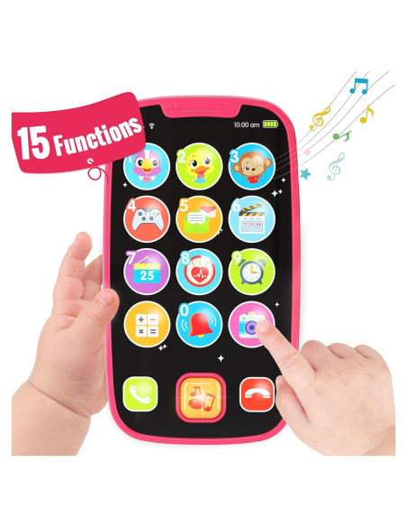Teléfono Juguete para Bebé BABYFUNY Rosa 15 Funciones 12-18 Meses