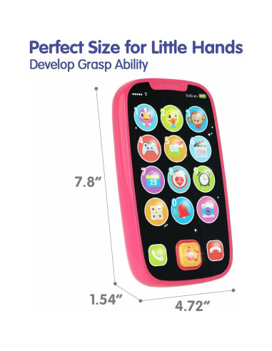 Teléfono Juguete para Bebé BABYFUNY Rosa 15 Funciones 12-18 Meses