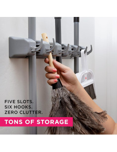 Soporte de Escobas Berry Ave Montado en Pared con 11 Ranuras 2