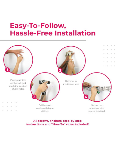 Soporte de Escobas Berry Ave Montado en Pared con 11 Ranuras