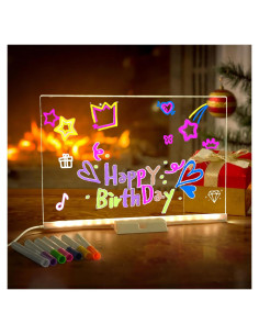 Tablero de Notas LED Acrílico THINKKEEN 30x20 cm con 7 Marcadores