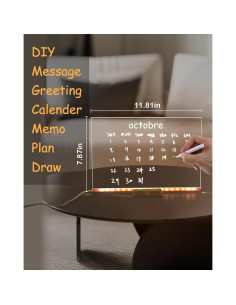 Tablero de Notas LED Acrílico THINKKEEN 30x20 cm con 7 Marcadores 2