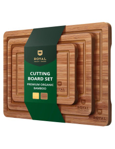 Juego de Tablas de Cortar de Madera Royal Craft 3 Pzs Bambú