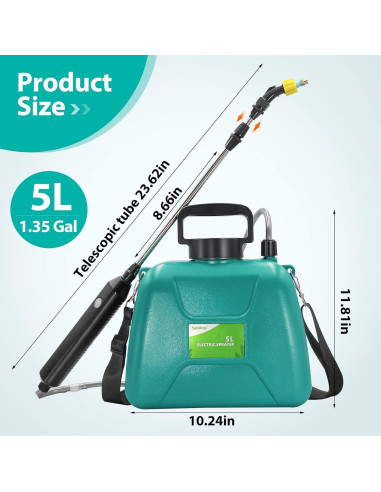 Pulverizador Eléctrico a Batería SideKing 5L con Varilla Telescópica