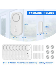 Alarmas para Puertas y Ventanas ANKOSHUN - Paquete de 8 2