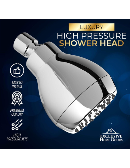 Cabezal de Ducha Alta Presión Heatsistence Cromo 9.5 LPM