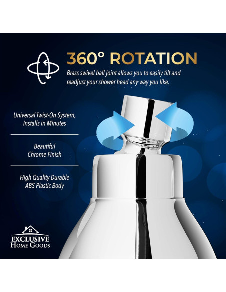 Cabezal de Ducha Alta Presión Heatsistence Cromo 9.5 LPM