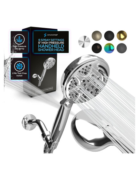 Cabezal de Ducha de Mano SparkPod 9 Modos Cromo Pulido