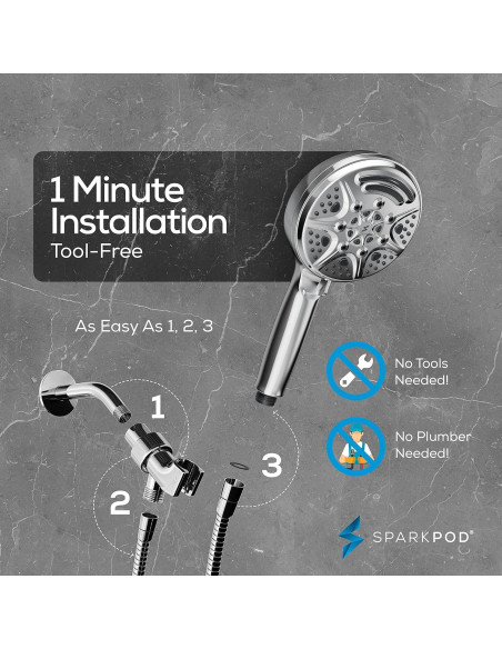 Cabezal de Ducha de Mano SparkPod 9 Modos Cromo Pulido