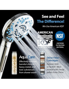 Cabezal de Ducha de Mano AquaCare 10 Modos Cromado 1.83m 2