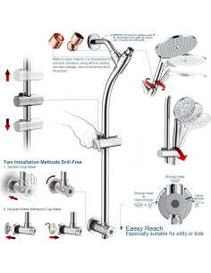 Cabezal de Ducha Dual 7.5" Egretshower con Barra Ajustable 2