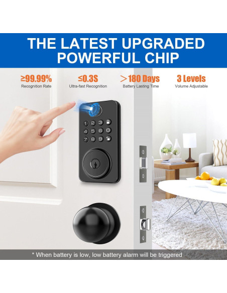 Cerradura Inteligente Biométrica Aulaborer DL-B1 - Sin Llave, Auto-Bloqueo, Control por App