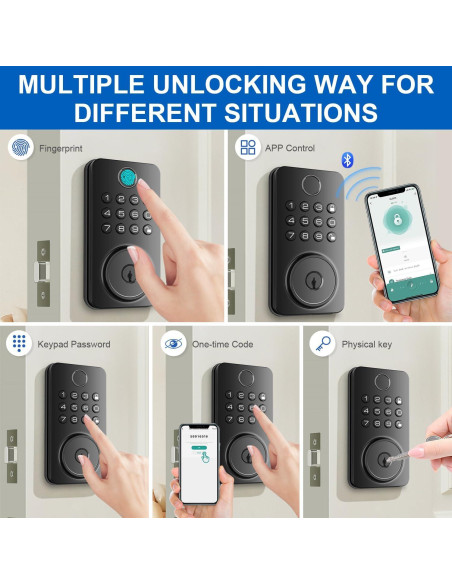 Cerradura Inteligente Biométrica Aulaborer DL-B1 - Sin Llave, Auto-Bloqueo, Control por App