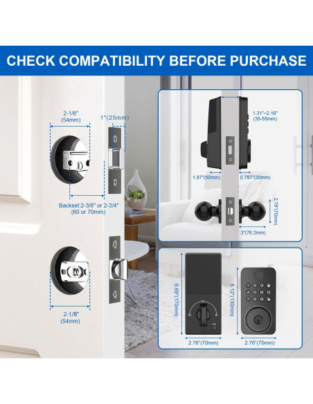 Cerradura Inteligente Biométrica Aulaborer DL-B1 - Sin Llave, Auto-Bloqueo, Control por App